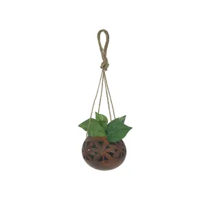 Coconut Carved Palm Frond Hanging Planter