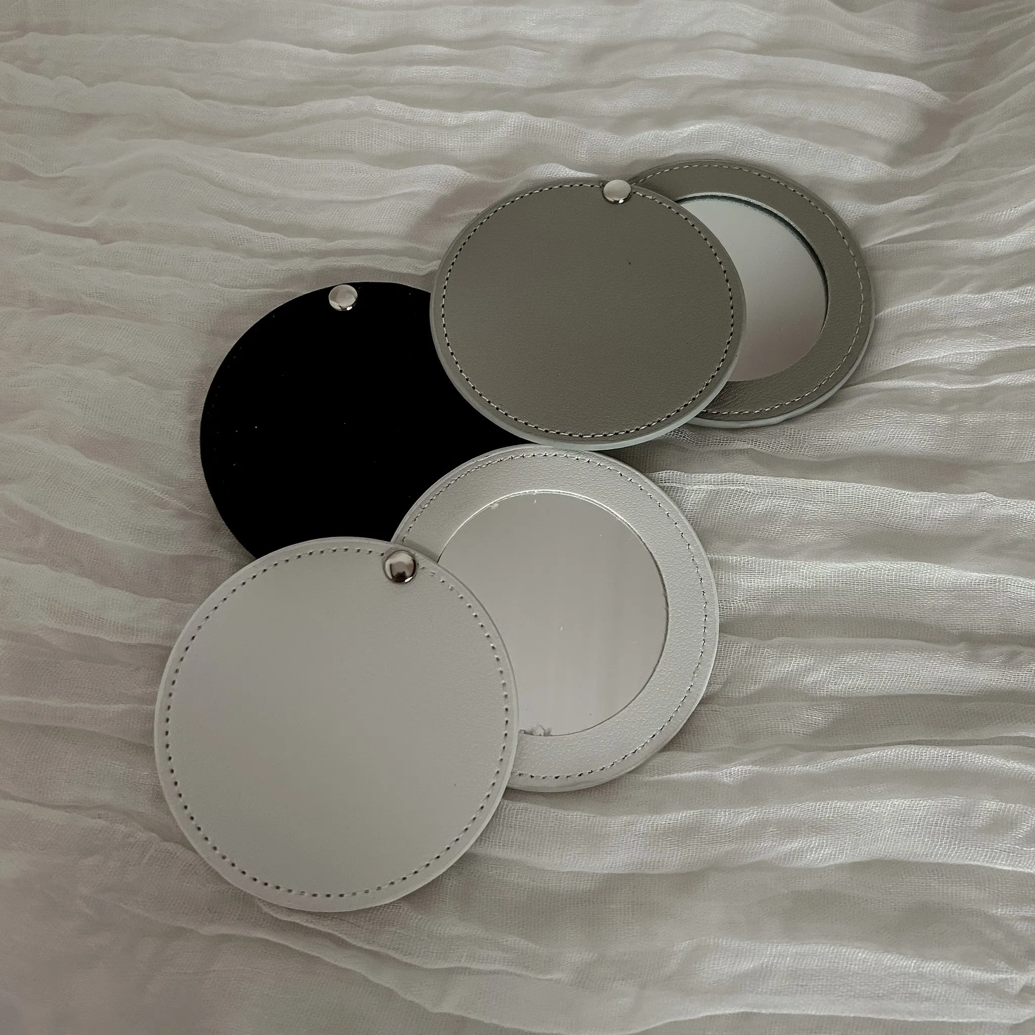 Compact Mirror Bridesmaids Gift  - Black, White, Grey