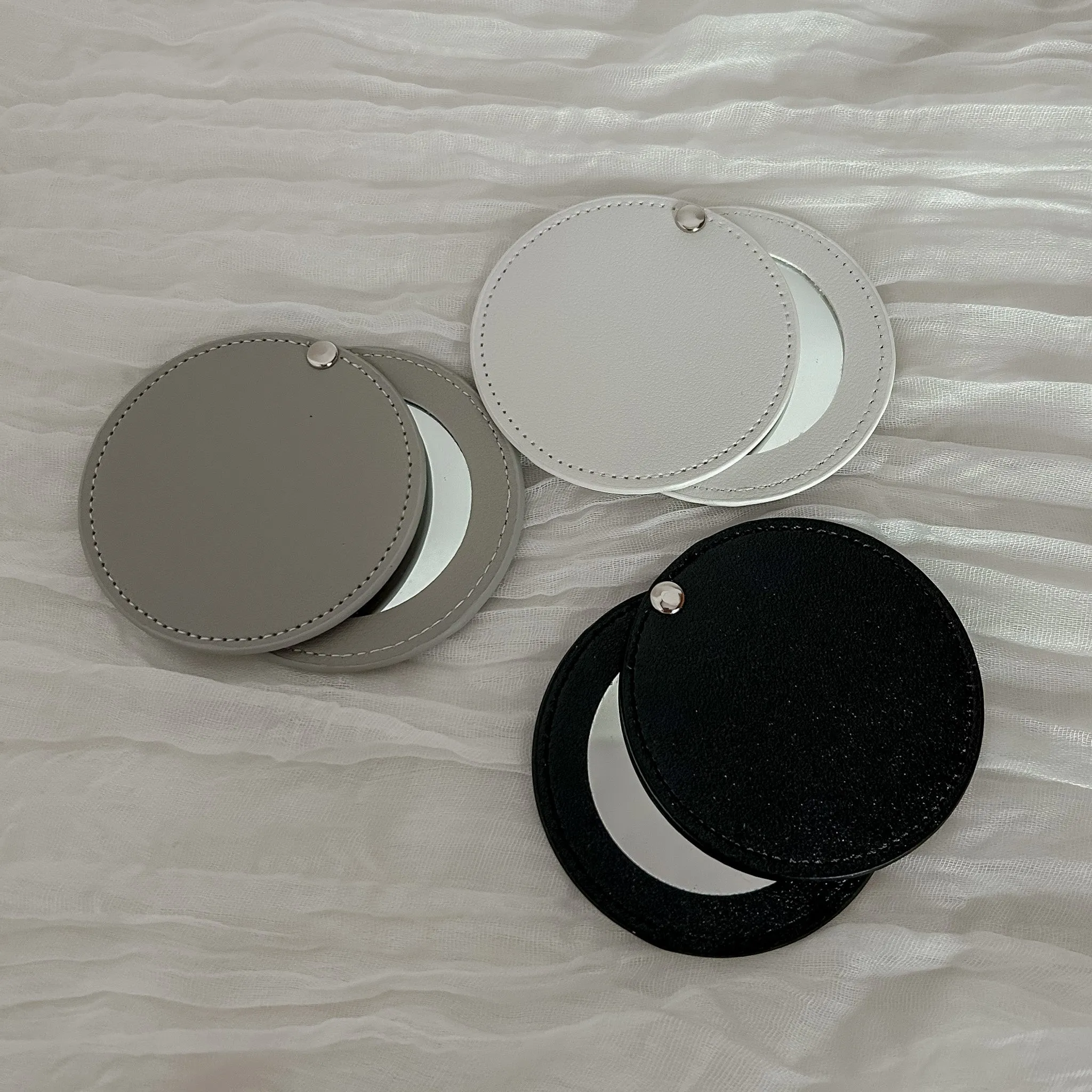 Compact Mirror Bridesmaids Gift  - Black, White, Grey
