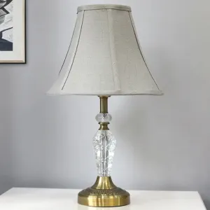 Contemporary Grey Nightstand Lamp with Bell Crystal Panel and Task Lighting