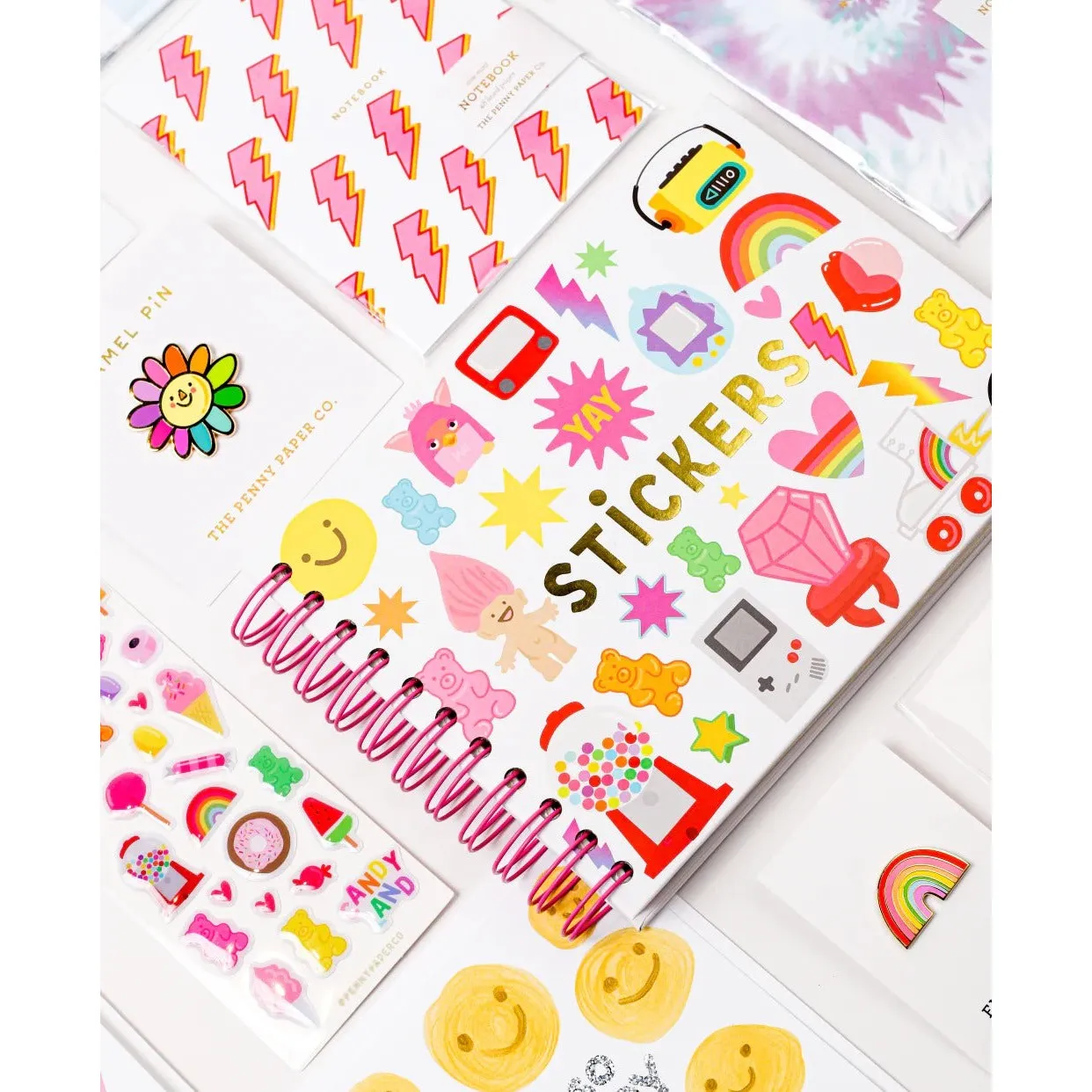crazy 90's - hardcover retro style sticker book