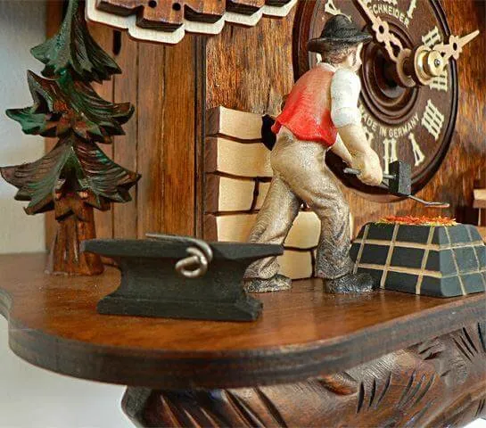 Cuckoo Clock - 1-Day Chalet with Horse & Blacksmith - Schneider