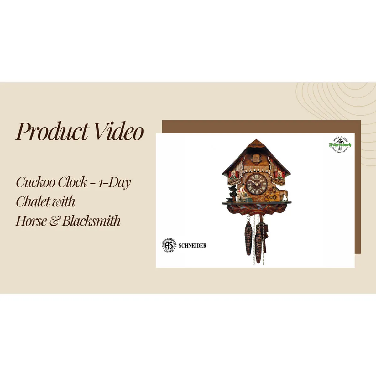 Cuckoo Clock - 1-Day Chalet with Horse & Blacksmith - Schneider