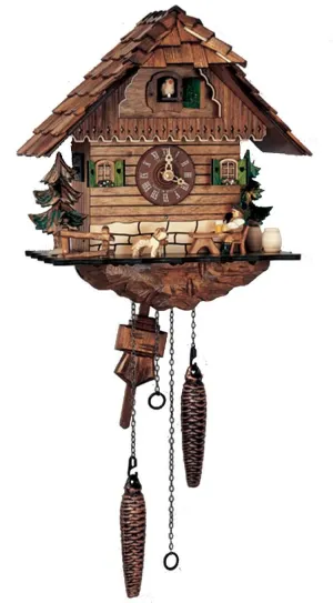 Cuckoo Clock - Quartz Chalet with Beer Drinker & Dog - Schneider