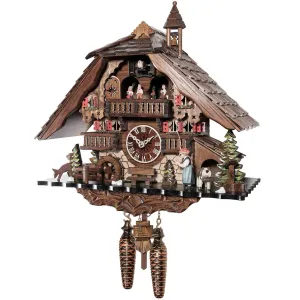 Cuckoo Clock - Quartz Chalet with Girl Ringing Bell - Engstler