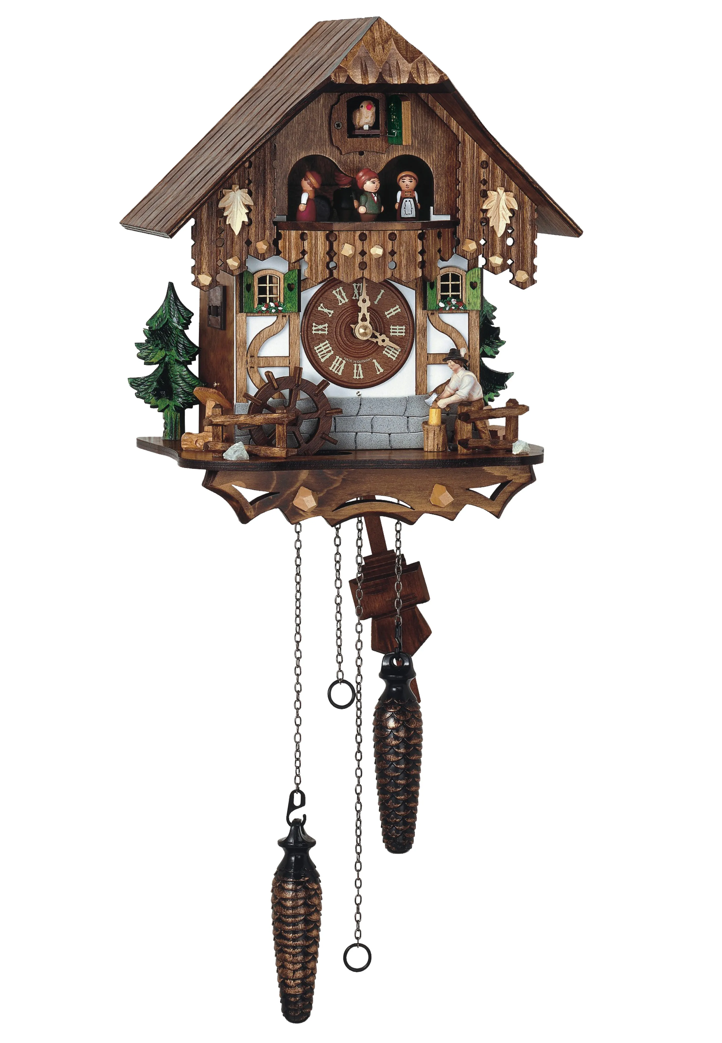 Cuckoo Clock - Quartz Chalet with Woodchopper - Schneider