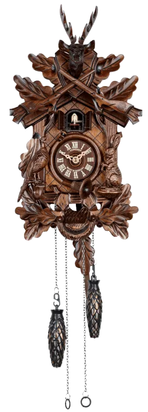 Cuckoo Clock - Quartz Hunter with Deer, Rabbit & Pheasant - Schneider