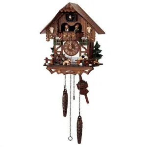 Cuckoo Clock - Quartz with St. Bernard and Beer Drinker - Schneider