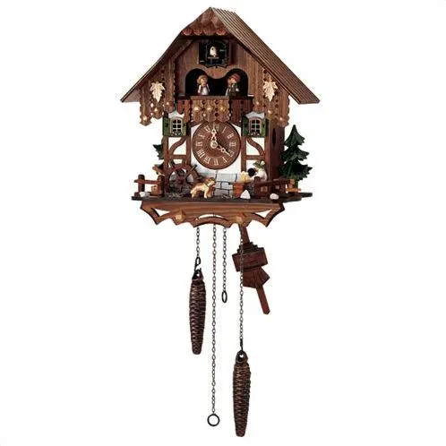 Cuckoo Clock - Quartz with St. Bernard and Beer Drinker - Schneider