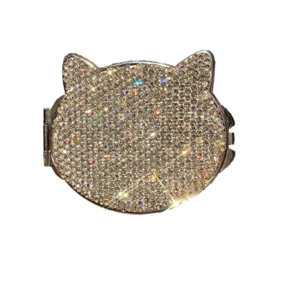 Cute Cat Shape Crystal Diamond Makeup Mirror Bling Luxury Beauty Mirror Gift