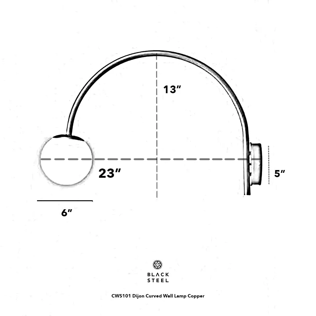 Cws101 Dijon Curved Wall Lamp Copper