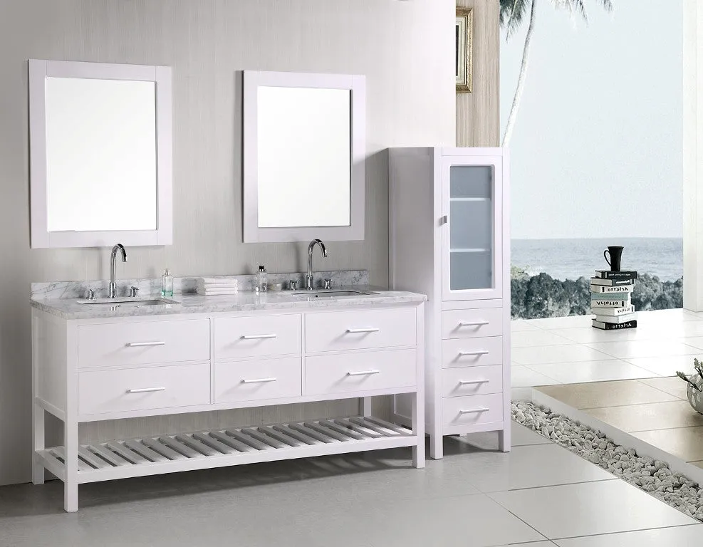 DESIGN ELEMENT London 72" Double Sink Vanity Set in Pearl White