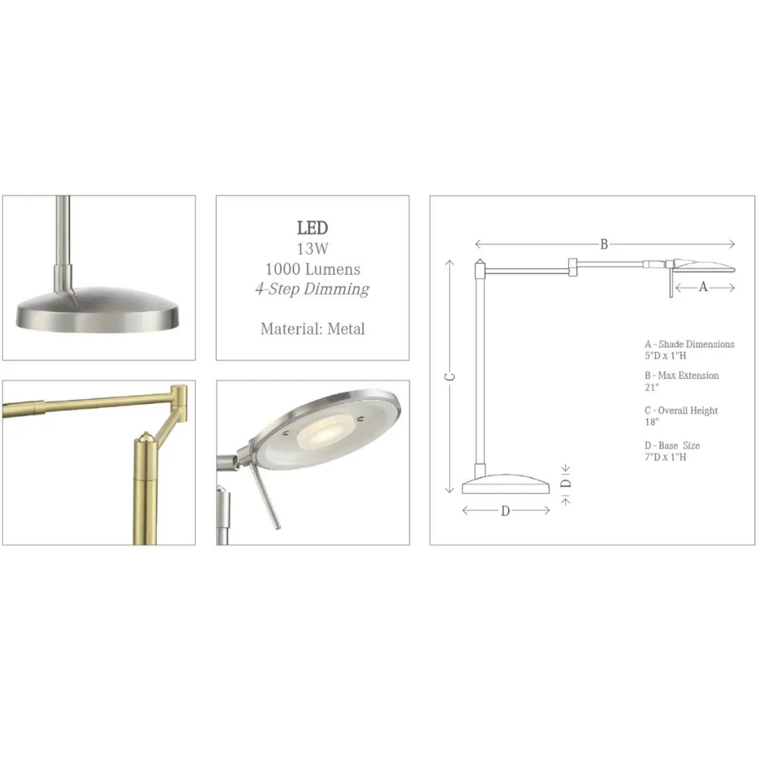 Dessau Turbo Swing-Arm Table Lamp in Bronze