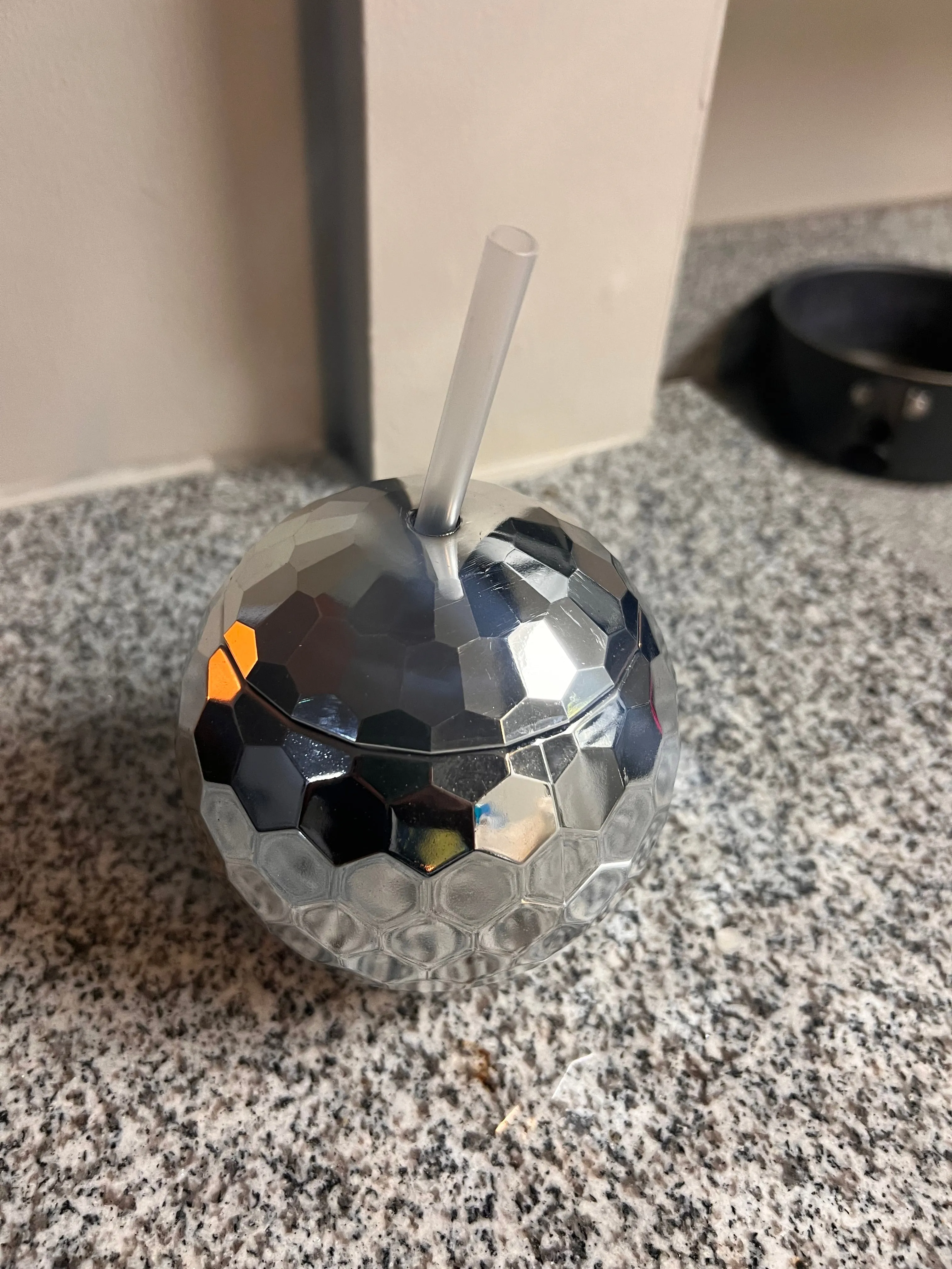 Disco Ball Plastic Cup with Straw
