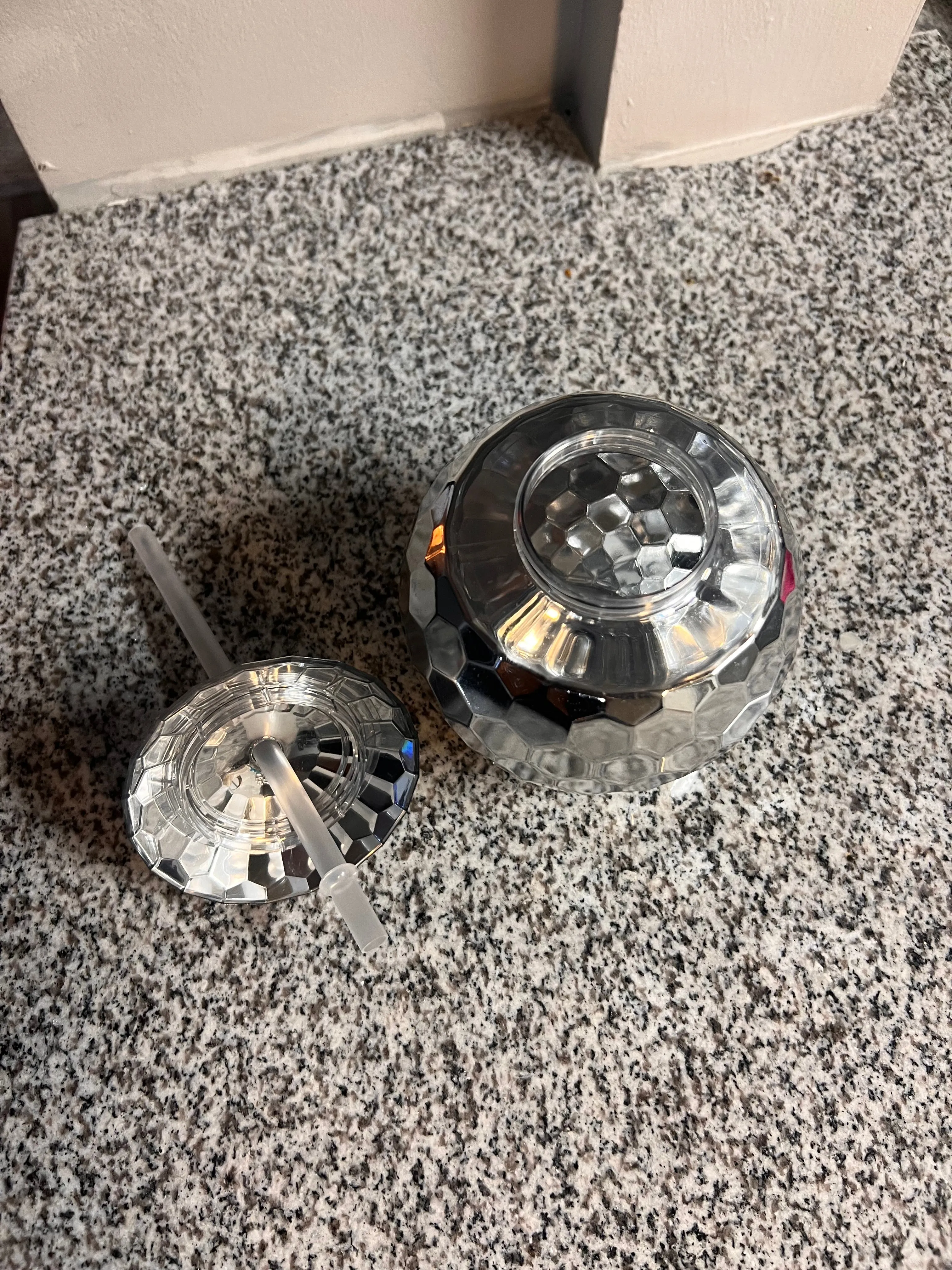 Disco Ball Plastic Cup with Straw