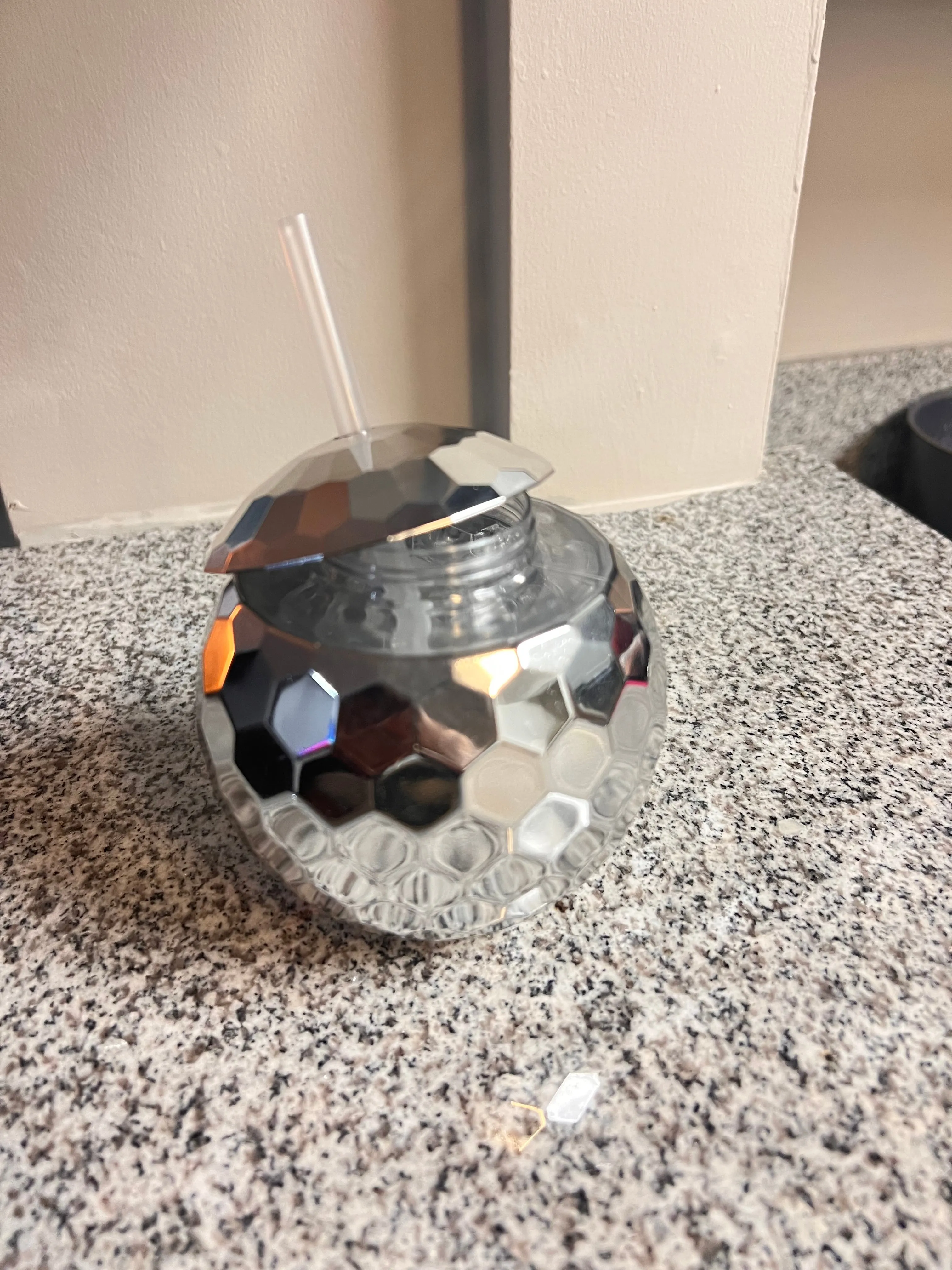 Disco Ball Plastic Cup with Straw