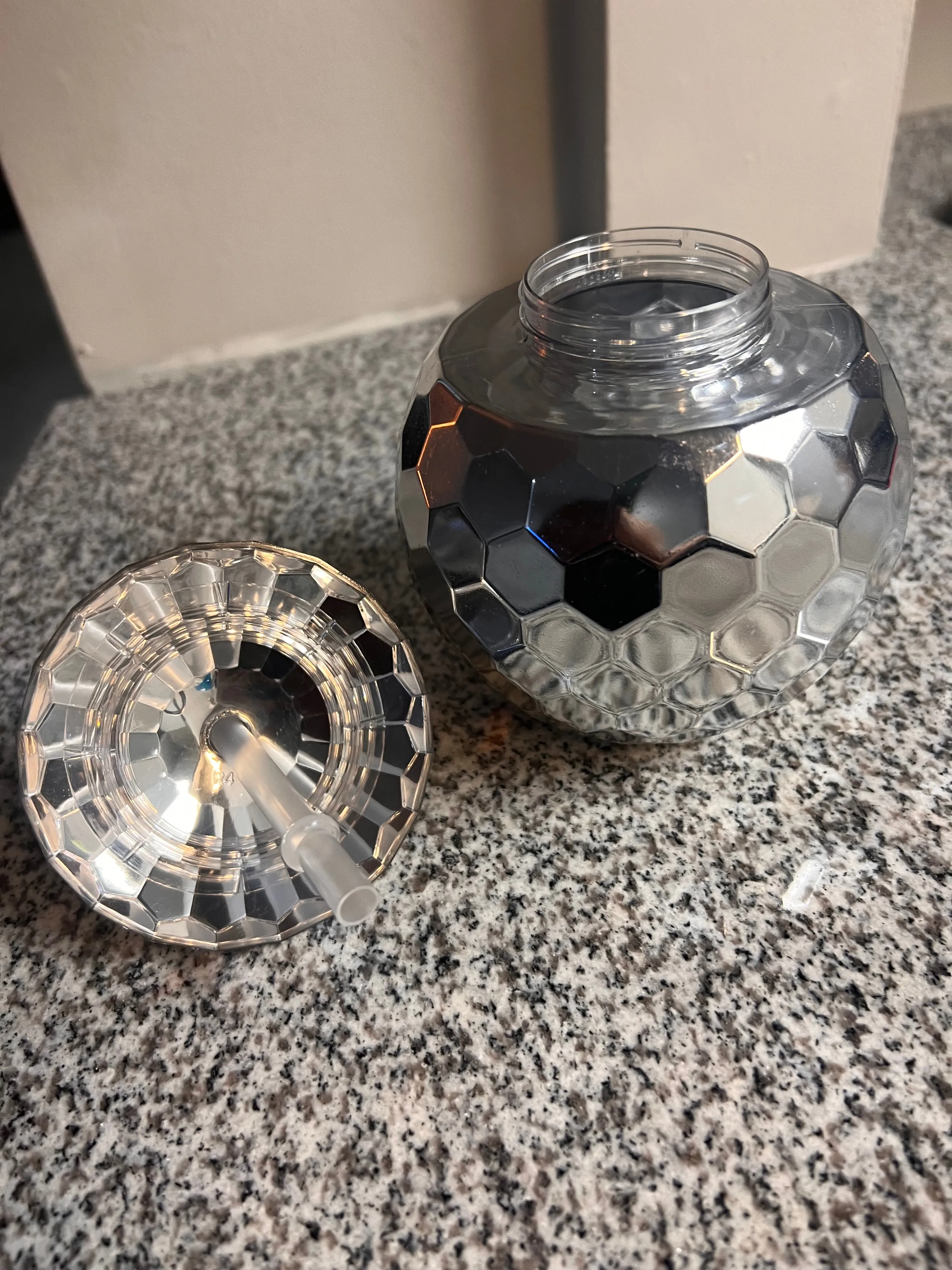 Disco Ball Plastic Cup with Straw