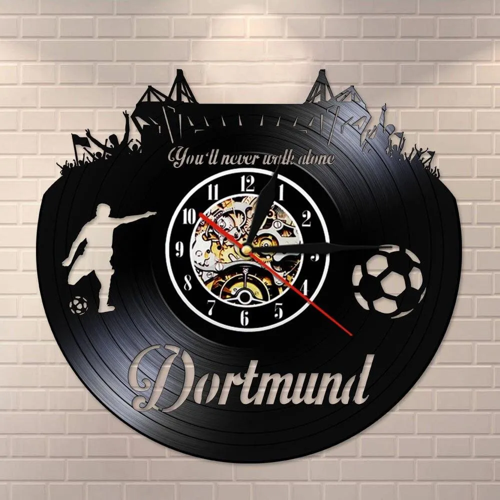 Dortmund City Skyline Led Vinyl Record Wall Clock German States Football Stadium