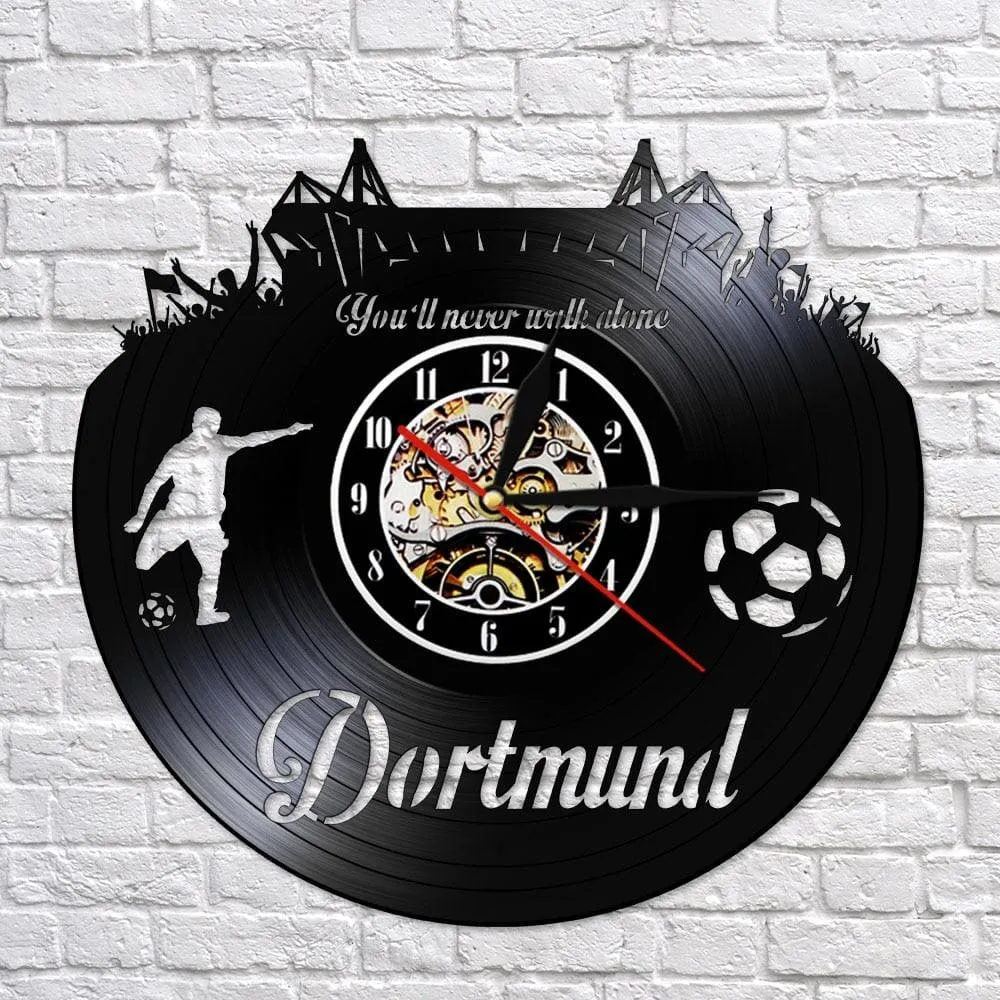 Dortmund City Skyline Led Vinyl Record Wall Clock German States Football Stadium