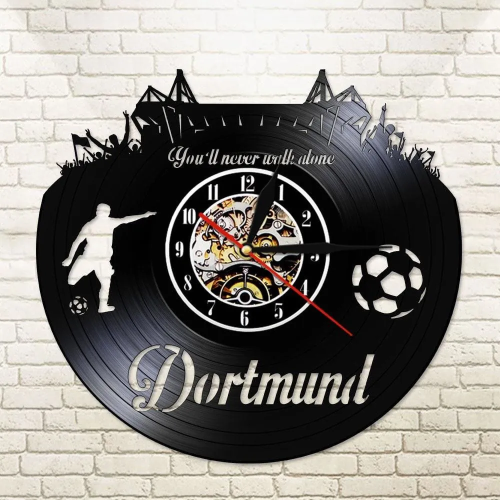 Dortmund City Skyline Led Vinyl Record Wall Clock German States Football Stadium