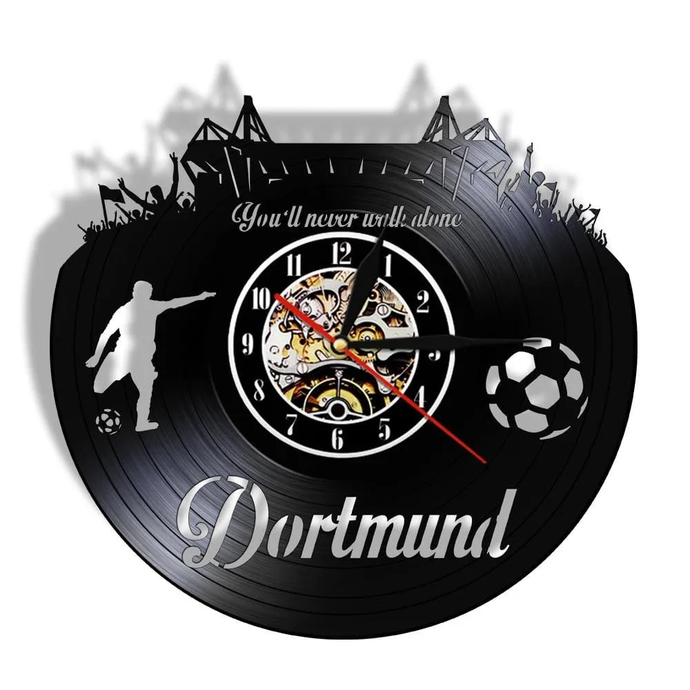 Dortmund City Skyline Led Vinyl Record Wall Clock German States Football Stadium