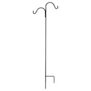 Double Offset Shepherds Hook, Powder-Coated Black Steel, 84-In.