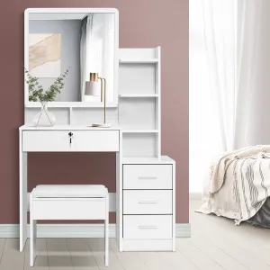 Dressing Table Mirror Stool Jewellery Cabinet Makeup Organiser Drawer Desk