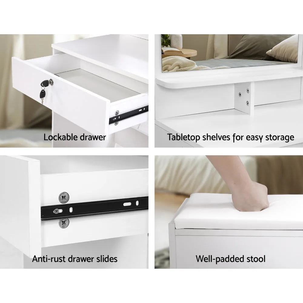 Dressing Table Mirror Stool Jewellery Cabinet Makeup Organiser Drawer Desk
