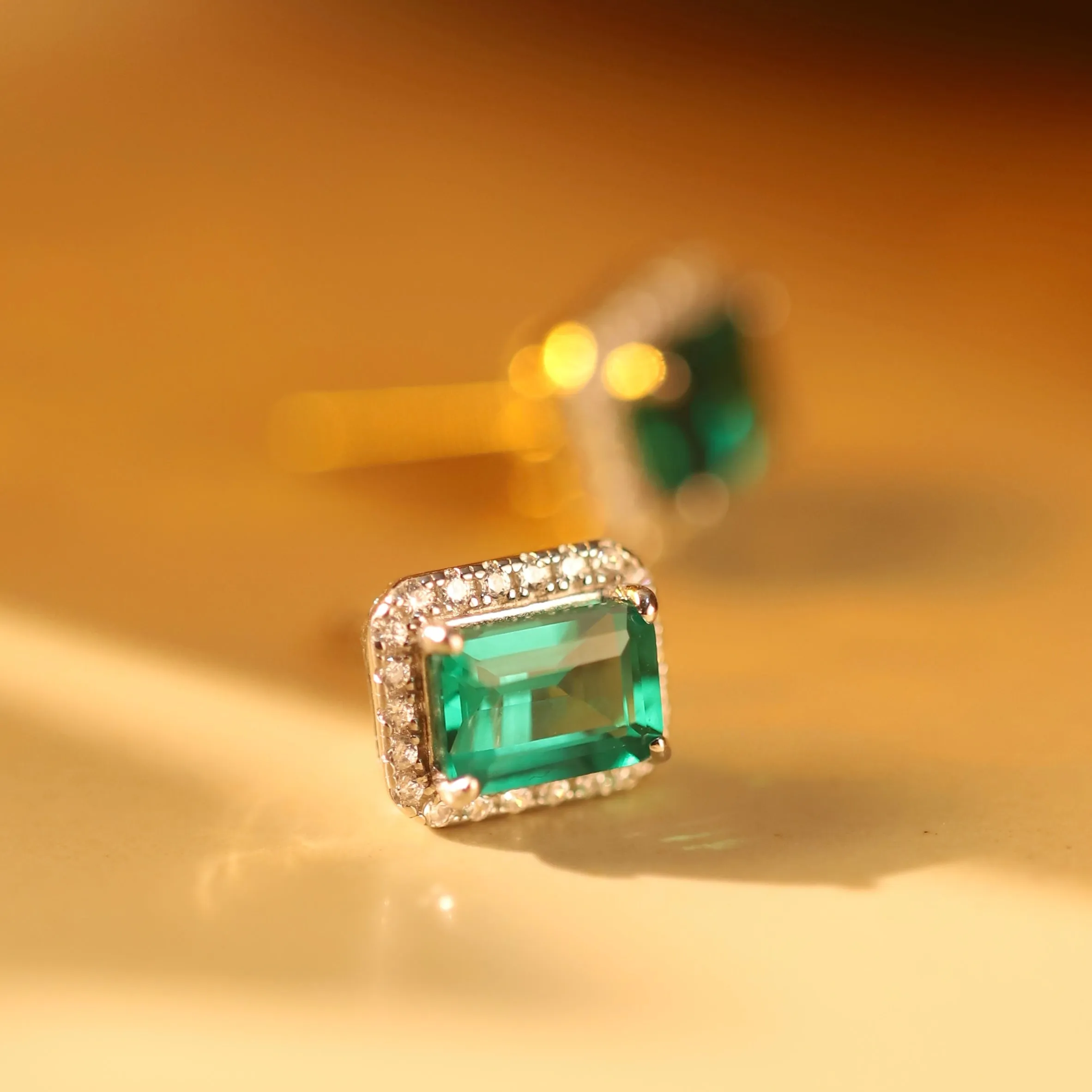 Evergreen Emerald Cube Earrings