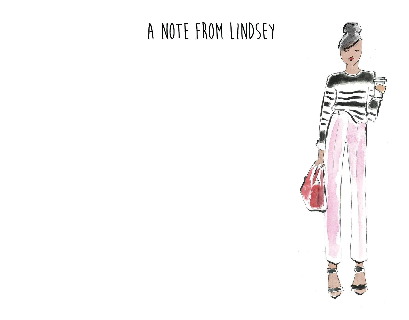 Fashion Girl Striped Sweater Personalized Stationery