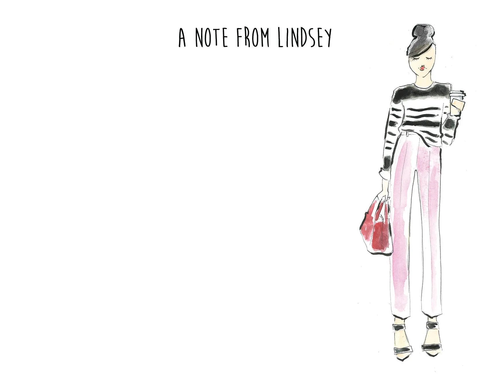 Fashion Girl Striped Sweater Personalized Stationery