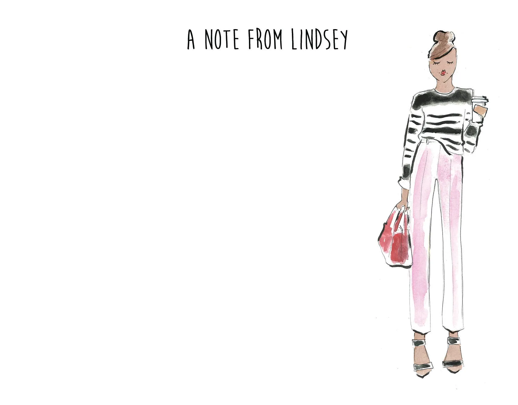 Fashion Girl Striped Sweater Personalized Stationery