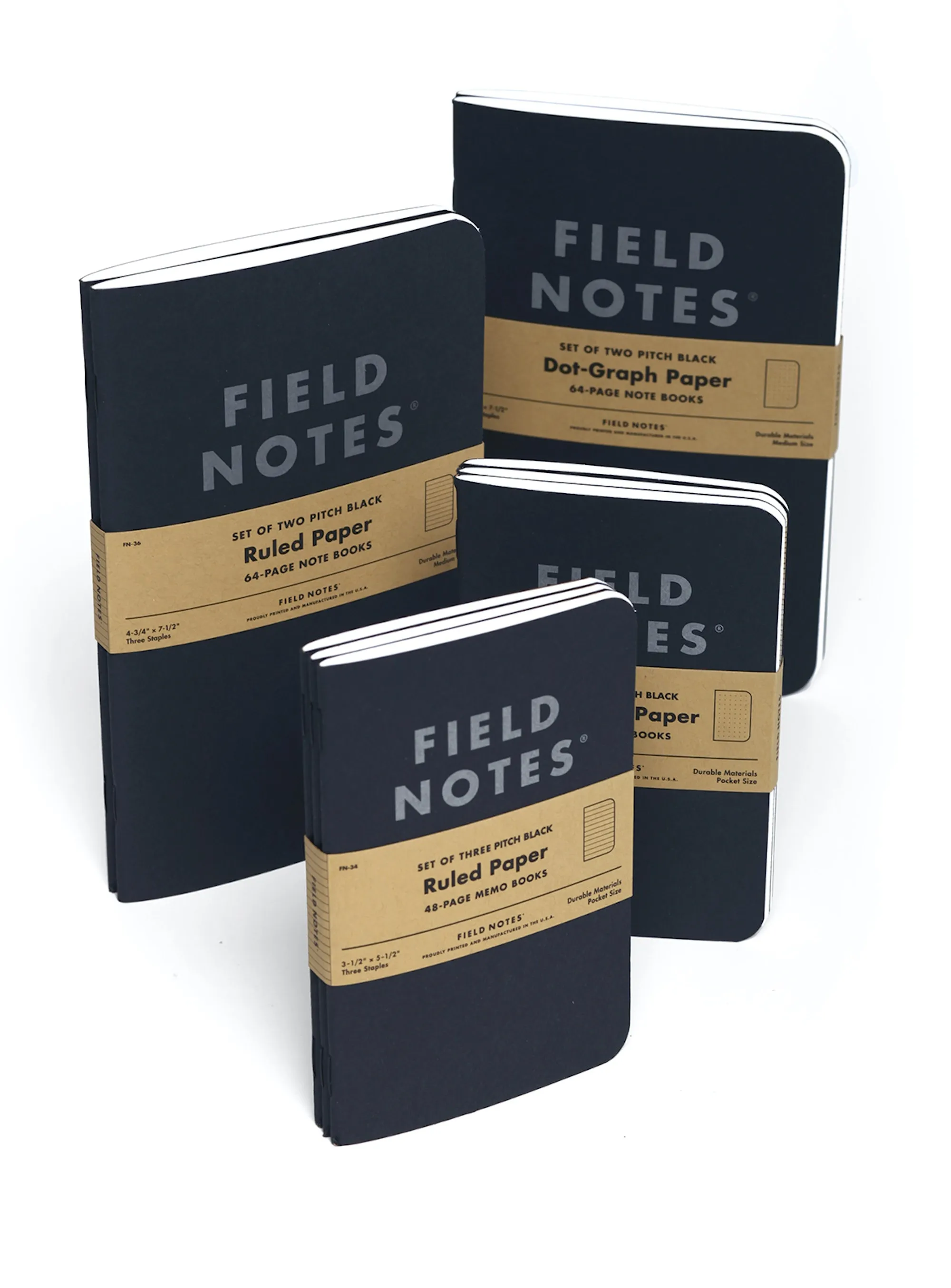 Field Notes 'Pitch Black' Memo Book A6 [3 Pack]