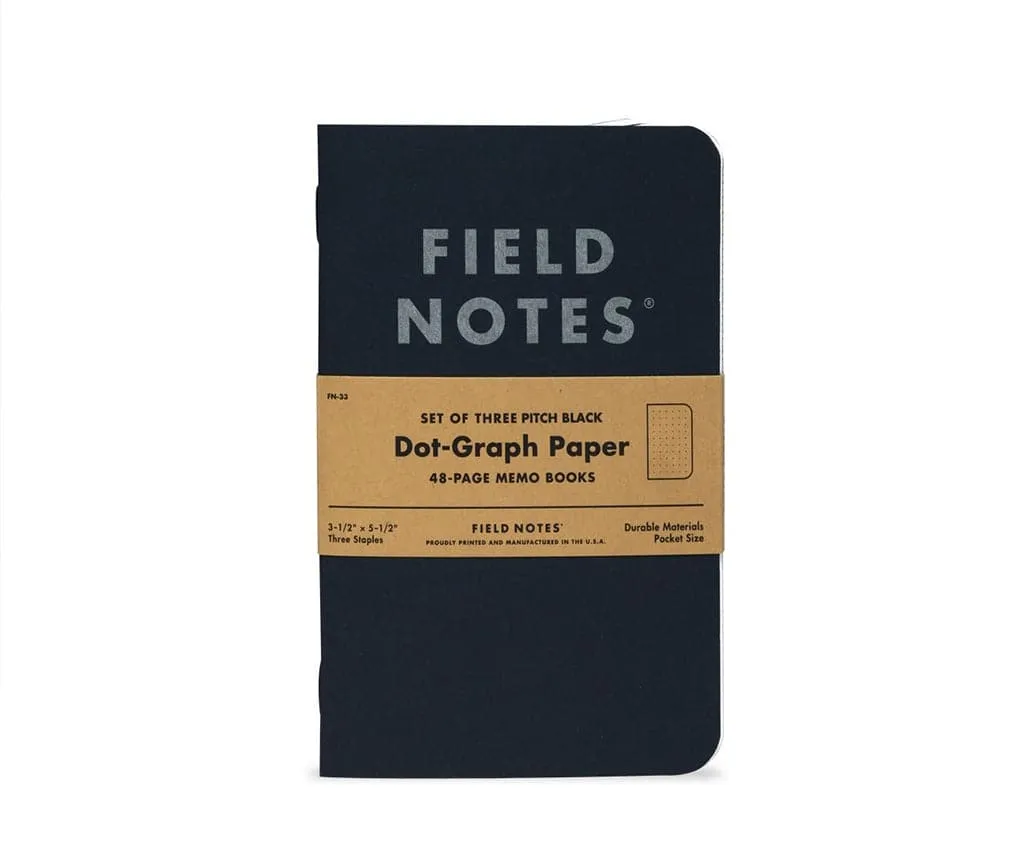 Field Notes 'Pitch Black' Memo Book A6 [3 Pack]