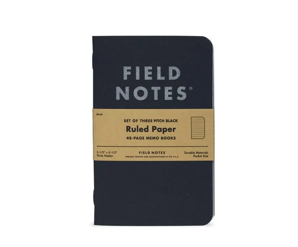 Field Notes 'Pitch Black' Memo Book A6 [3 Pack]