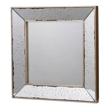 Filo 18 Inch Square Wall Accent Mirror, Raised Tray Edges, Mirrored Frame By Casagear Home