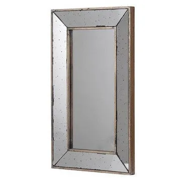 Filo 24 Inch Wall Mirror, Raised Tray Edges, Mirrored Rectangular Frame By Casagear Home