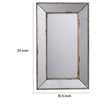 Filo 24 Inch Wall Mirror, Raised Tray Edges, Mirrored Rectangular Frame By Casagear Home