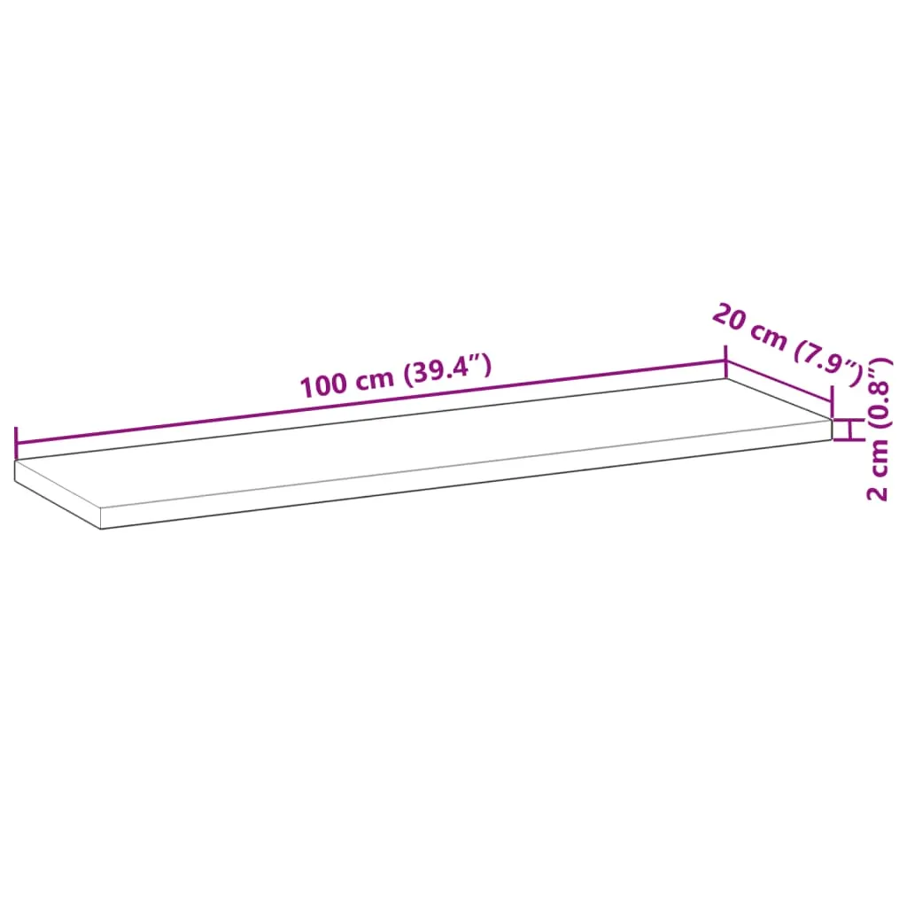 Floating Shelves 2 pcs 100x20x2 cm Untreated Solid Wood Acacia
