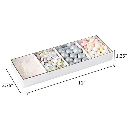 Four Section Silver Tray 8 Packs Gift Box With Clear Cover 11" X 3.75" X 1.25"