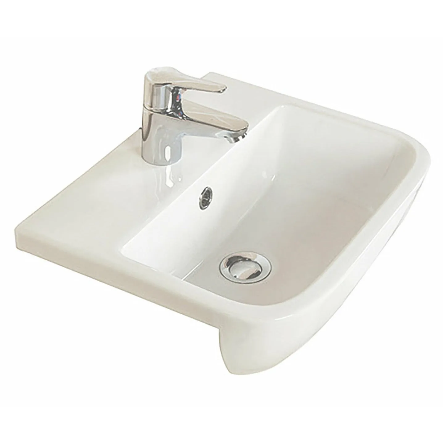 Frontline White Series 600 520mm Semi-Recessed Basin - 1 Tap Hole