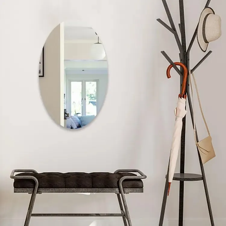 GAKSON Oval Shape Adhesive Mirror for Wall on Tiles Bathroom Bedroom Living Room Basin Mirror Bathroom Wall Mirror Stickers Home. Unbreakable Plastic Wall Mirror 20 * 30 (1, 30X20)