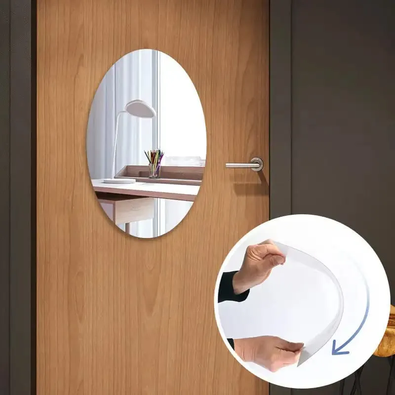 GAKSON Oval Shape Adhesive Mirror Sticker for Wall on Tiles Bathroom Bedroom Living Room Basin Mirror Bathroom Mirror Stickers Unbreakable Plastic Home Wall Mirror 20 * 30 (1, 30X20)