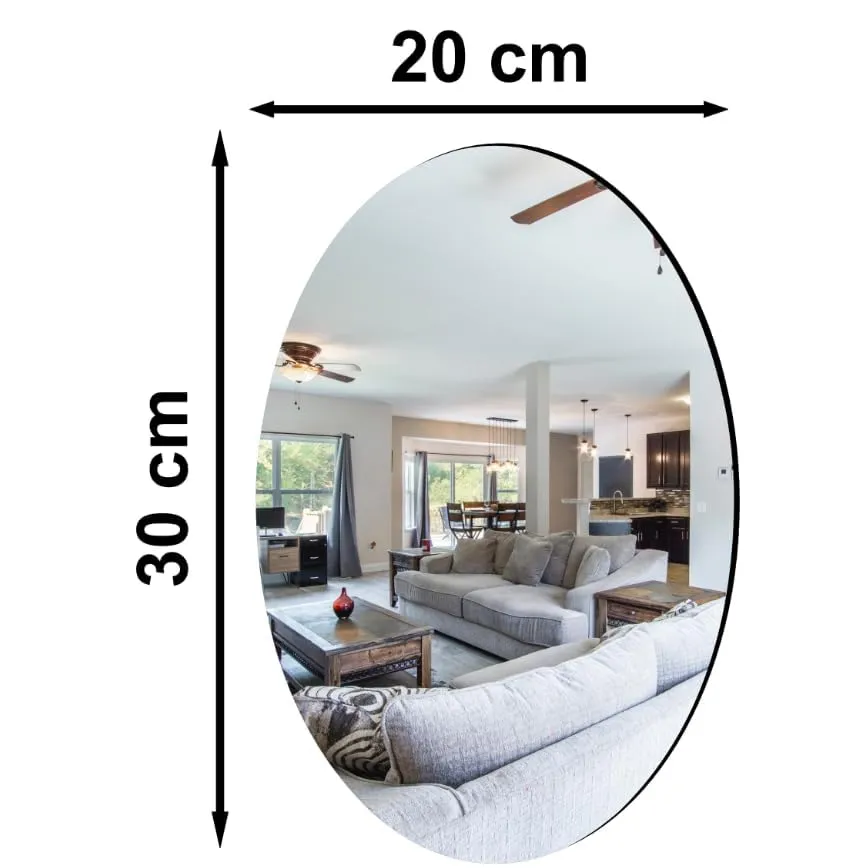 GAKSON Oval Shape Adhesive Mirror Sticker for Wall on Tiles Bathroom Bedroom Living Room Basin Mirror Bathroom Mirror Stickers Unbreakable Plastic Home Wall Mirror 20 * 30 (1, 30X20)