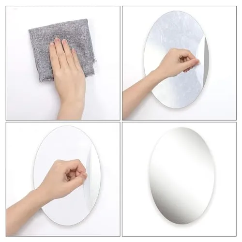 GAKSON Oval Shape Adhesive Mirror Sticker for Wall on Tiles Bathroom Bedroom Living Room Basin Mirror Bathroom Mirror Stickers Unbreakable Plastic Home Wall Mirror 20 * 30 (1, 30X20)
