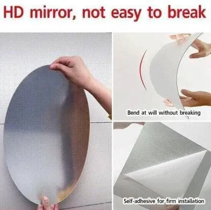 GAKSON Oval Shape Adhesive Mirror Sticker for Wall on Tiles Bathroom Bedroom Living Room Basin Mirror Bathroom Mirror Stickers Unbreakable Plastic Home Wall Mirror 20 * 30 (1, 30X20)