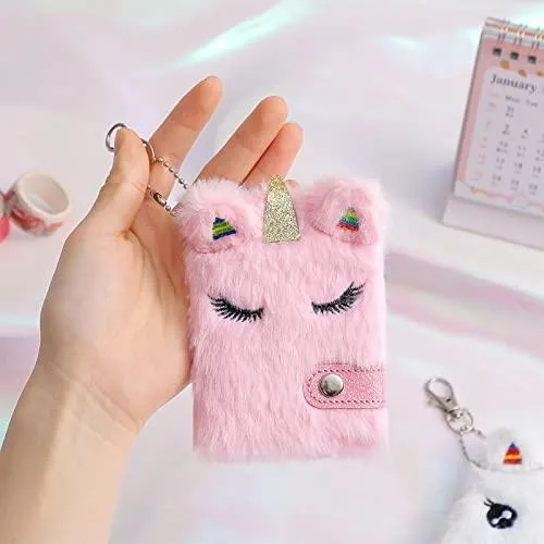 Girls Pink Unicorn Diary Mini Size with Keyring
