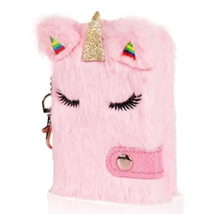 Girls Pink Unicorn Diary Mini Size with Keyring