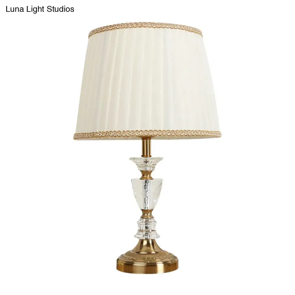 Gold Nightlight for Bedroom - Elegant Urn-Shaped Crystal Base, Simple Bulb Table Lamp