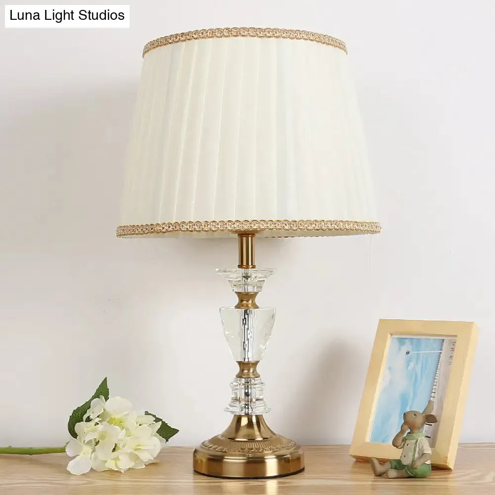 Gold Nightlight for Bedroom - Elegant Urn-Shaped Crystal Base, Simple Bulb Table Lamp